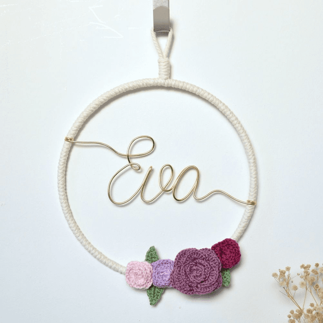 Couronne murale fleurie tons violet (20cm)