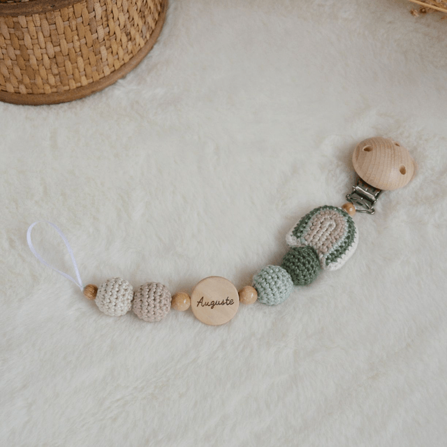 Hochet et/ou attache tétine arc-en-ciel beige